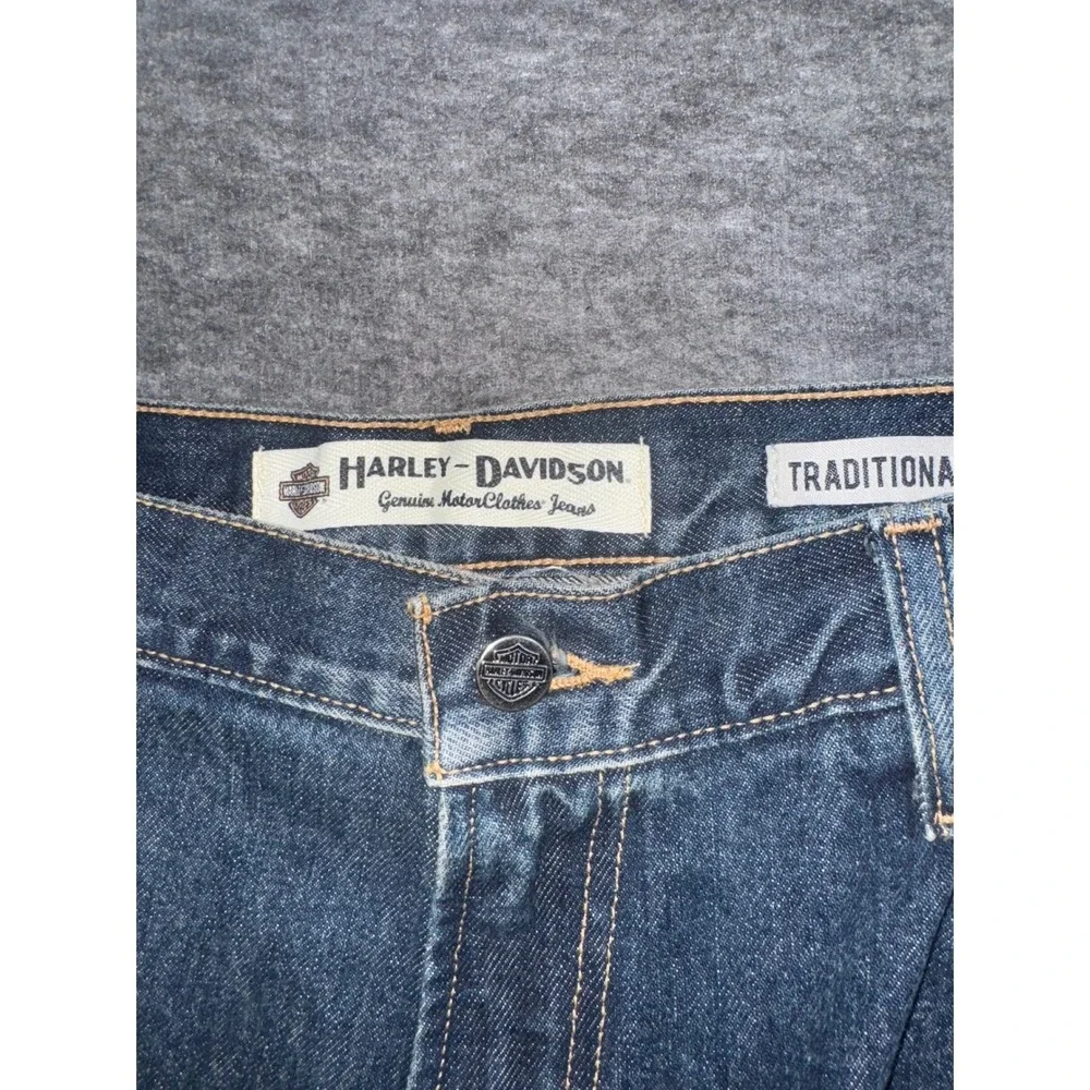 Harley Davidson Men Traditional Fit Jeans Blue Motorcycle Denim 40x30 NEW *READ* - Picture 2 of 10
